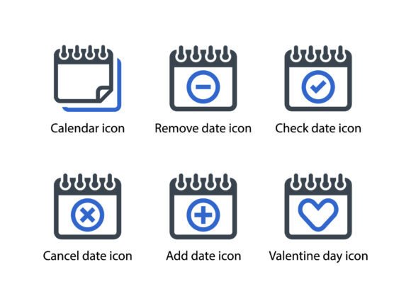 Calendar Icon Set 1: Graphics and Icons for Digital Sellers
