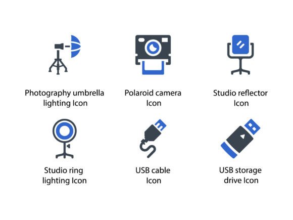 Photography Accessories Icon Set 5: Graphics & Icons for Local Business