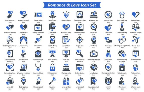 Romance and Love Icon Set: Graphics and Icons for Creative Design