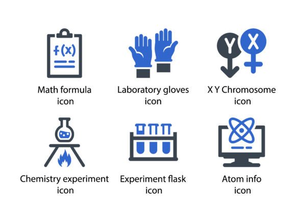 Science Experiments Blue Icon Set 4: Graphics & Icons